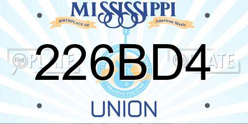 226BD4 Mississippi License Plate