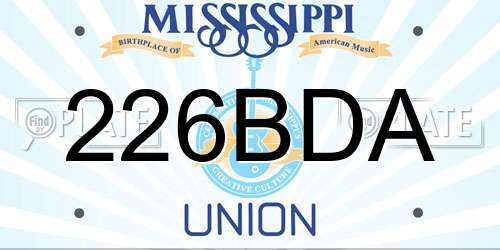 226BDA Mississippi License Plate