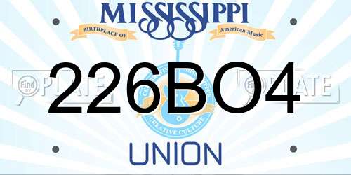 226BO4 Mississippi License Plate