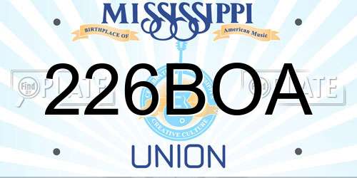 226BOA Mississippi License Plate