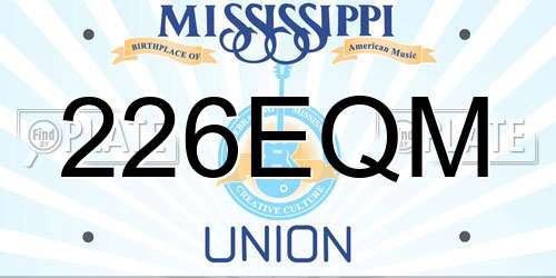 226EQM Mississippi License Plate