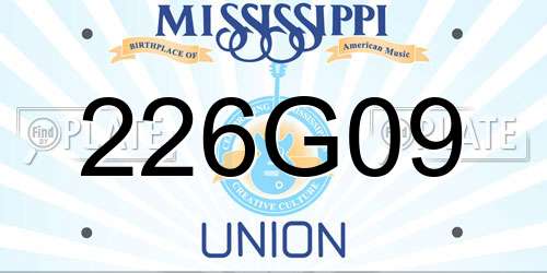226G09 Mississippi License Plate