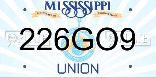 226GO9 Mississippi License Plate