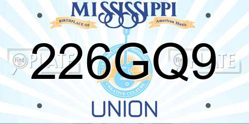 226GQ9 Mississippi License Plate