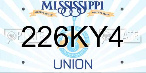 226KY4 Mississippi License Plate