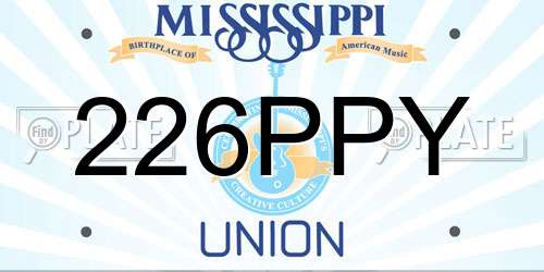 226PPY Mississippi License Plate