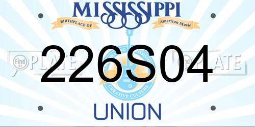 226S04 Mississippi License Plate