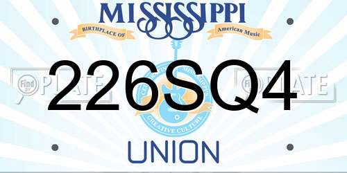 226SQ4 Mississippi License Plate