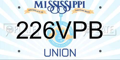 226VPB Mississippi License Plate
