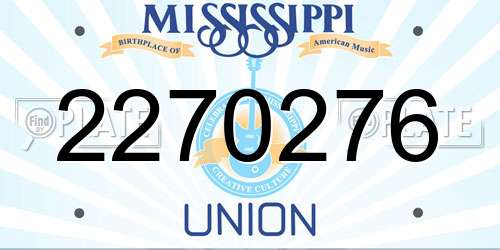 2270276 Mississippi License Plate
