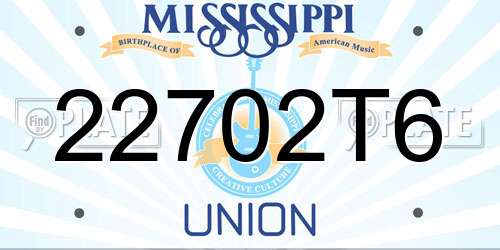 22702T6 Mississippi License Plate