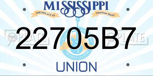 22705B7 Mississippi License Plate