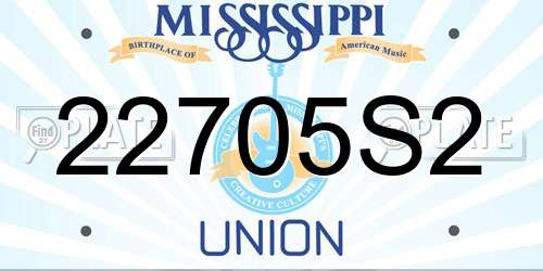 22705S2 Mississippi License Plate
