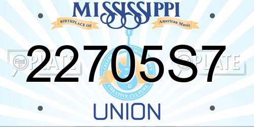 22705S7 Mississippi License Plate