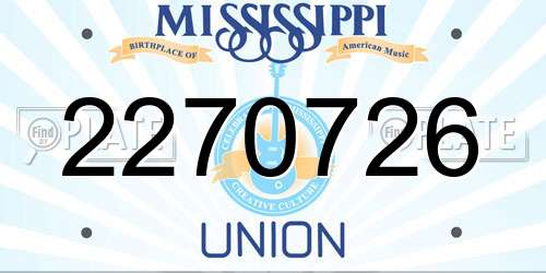 2270726 Mississippi License Plate