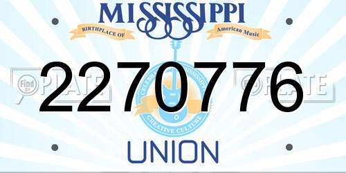 2270776 Mississippi License Plate
