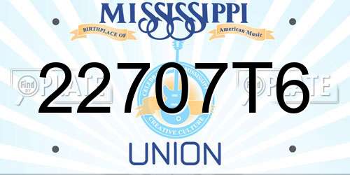 22707T6 Mississippi License Plate