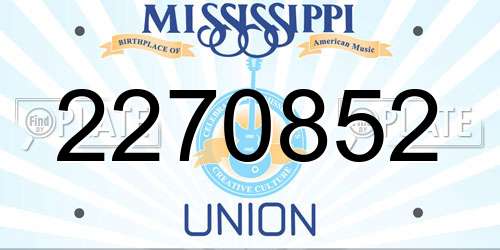 2270852 Mississippi License Plate