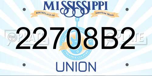 22708B2 Mississippi License Plate
