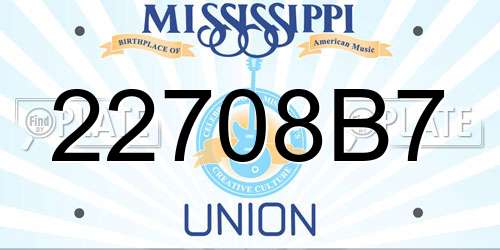 22708B7 Mississippi License Plate