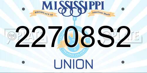 22708S2 Mississippi License Plate
