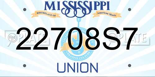 22708S7 Mississippi License Plate