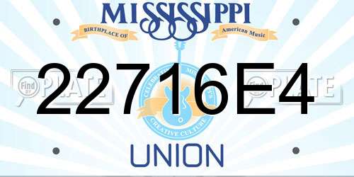 22716E4 Mississippi License Plate