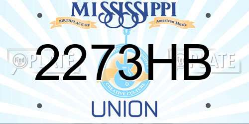2273HB Mississippi License Plate
