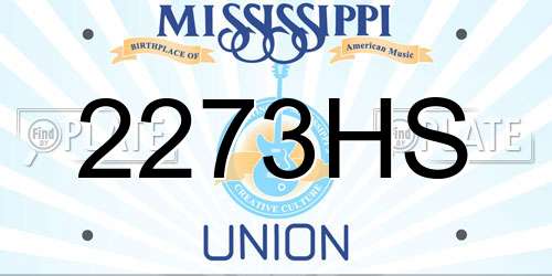 2273HS Mississippi License Plate