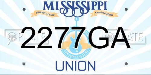 2277GA Mississippi License Plate