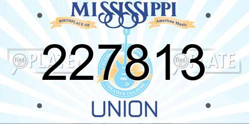 227813 Mississippi License Plate