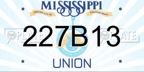 227B13 Mississippi License Plate