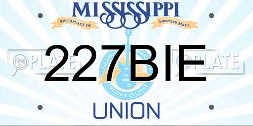 227BIE Mississippi License Plate