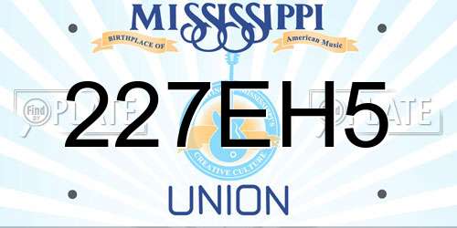227EH5 Mississippi License Plate