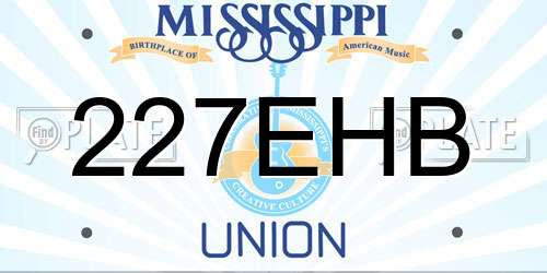 227EHB Mississippi License Plate