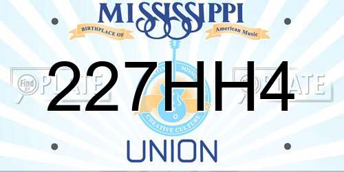 227HH4 Mississippi License Plate