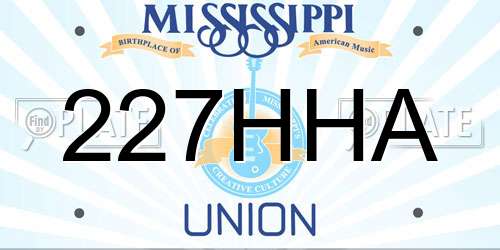 227HHA Mississippi License Plate