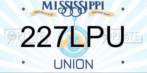 227LPU Mississippi License Plate