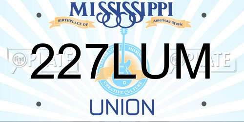 227LUM Mississippi License Plate