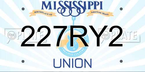 227RY2 Mississippi License Plate