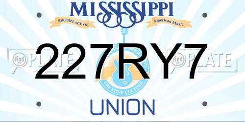 227RY7 Mississippi License Plate