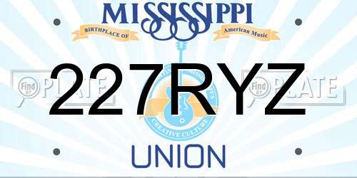 227RYZ Mississippi License Plate