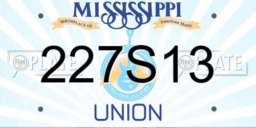 227S13 Mississippi License Plate