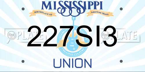 227SI3 Mississippi License Plate