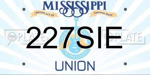 227SIE Mississippi License Plate
