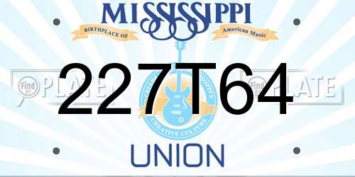 227T64 Mississippi License Plate