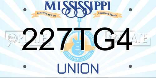 227TG4 Mississippi License Plate