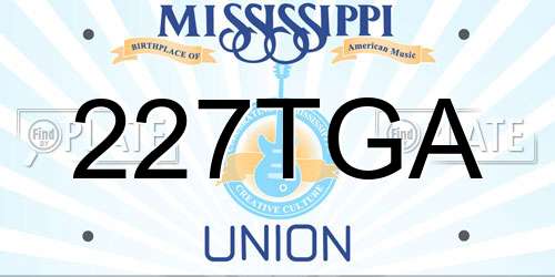 227TGA Mississippi License Plate
