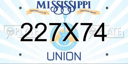 227X74 Mississippi License Plate