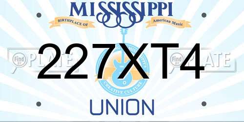 227XT4 Mississippi License Plate